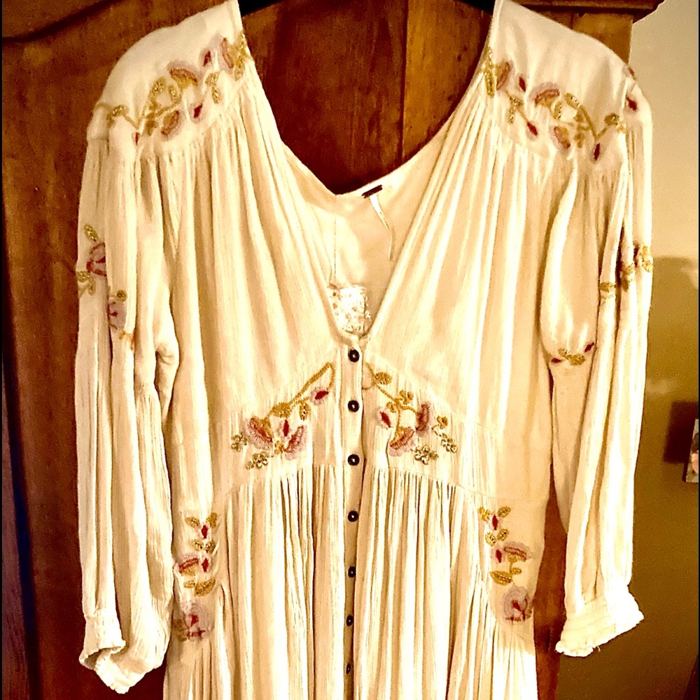 New Free People Cream Bohemian Dress